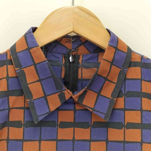 ジルサンダーネイビー JIL SANDER NAVY 総柄 ノースリーブ ブラウス レディース 40