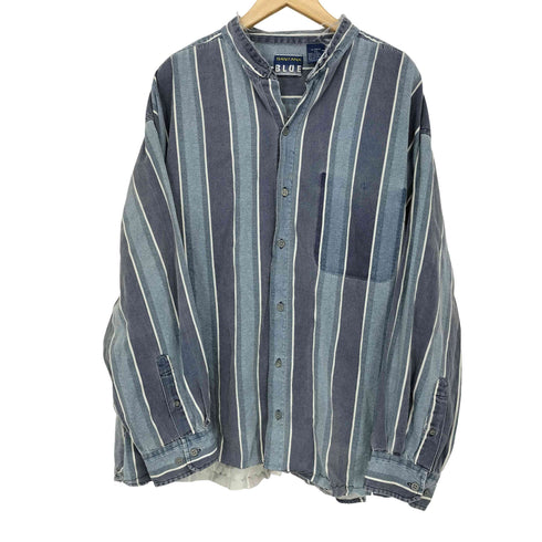 santana blue ペルー製 バンドカラーシャツ メンズ JPN:XL
