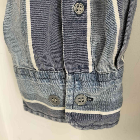 santana blue ペルー製 バンドカラーシャツ メンズ JPN:XL