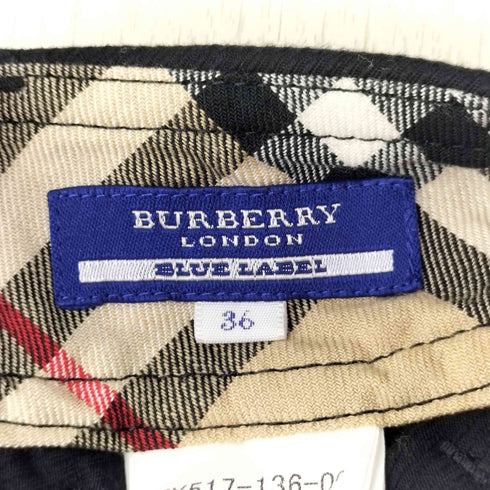 バーバリーブルーレーベル BURBERRY BLUE LABEL 裏 ノバチェック ツイル カーゴ ミニ スカート レディース JPN:36
