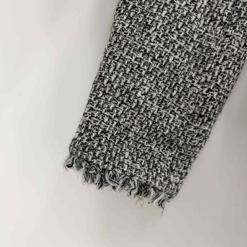 ザラ ZARA ノーカラー フリンジ ツイード ジャケット レディース import:XS