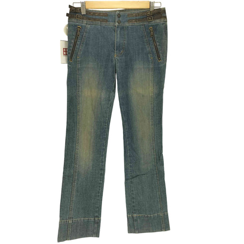 エポカウォモ Epoca uomo ウエストレザーベルト セミフレアデニムパンツ Y2K レディース 40