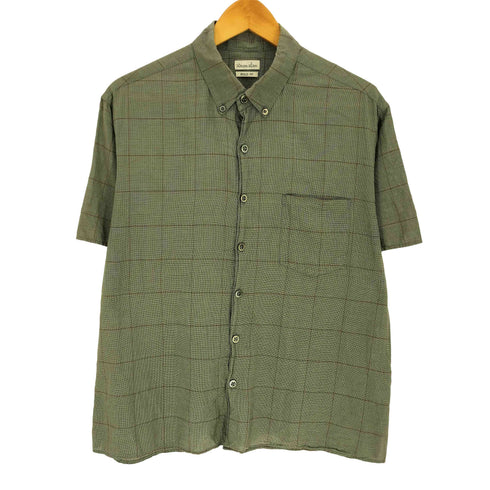 スティーブンアラン Steven Alan BOLD FIT コットンシルク チェック ボタンダウン 半袖シャツ メンズ JPN:S