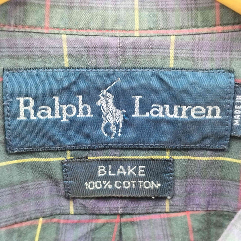 ラルフローレン RALPH LAUREN BLAKE ポニー刺繍 タータンチェック 長袖 ボタンダウンシャツ メンズ import:M