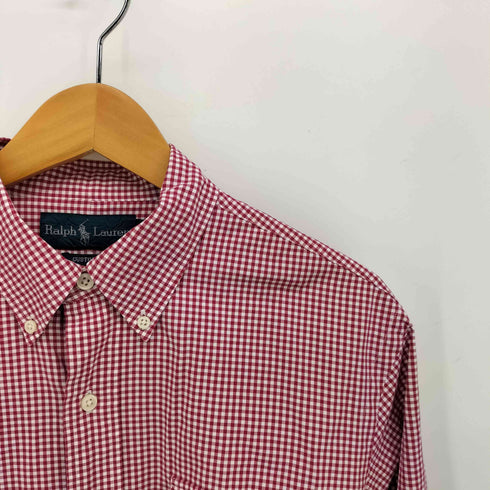 ラルフローレン RALPH LAUREN CUSTOM FIT ポニー無し ギンガムチェック フラップポケット マチ付き 長袖 3点止め ボタンダウンシャツ メンズ import:M
