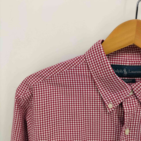 ラルフローレン RALPH LAUREN CUSTOM FIT ポニー無し ギンガムチェック フラップポケット マチ付き 長袖 3点止め ボタンダウンシャツ メンズ import:M