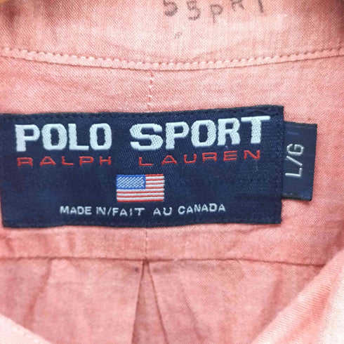ポロスポーツラルフローレン POLO SPORT RALPH LAUREN 90s ポニー刺繍 ラウンドポケット 半袖 ボタンダウンシャツ メンズ import:L