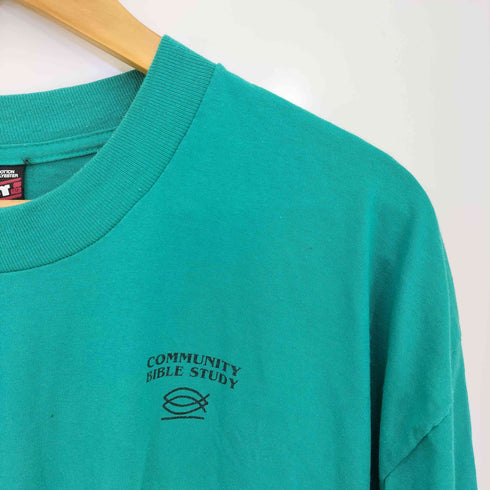 90s FRUIT OF THE LOOM BEST ボディ USA製 SHHEP プリント 袖裾シングルステッチ クルーネック S/S Tシャツ メンズ import:XL