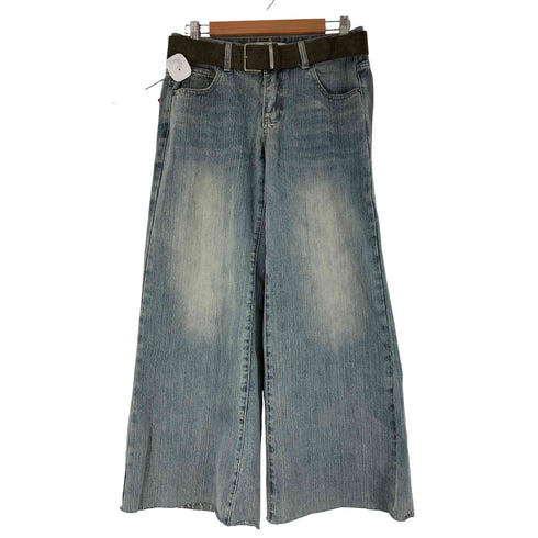 DMW BOUTIQUE ベルト付き カットオフデザイン ワイドストレートデニムパンツ レディース JPN:M