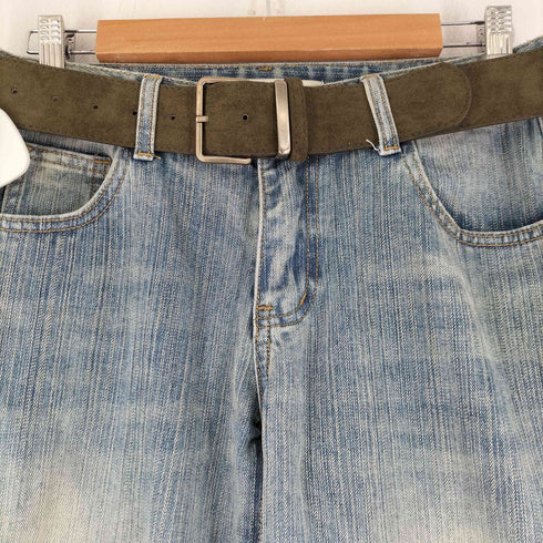 DMW BOUTIQUE ベルト付き カットオフデザイン ワイドストレートデニムパンツ レディース JPN:M