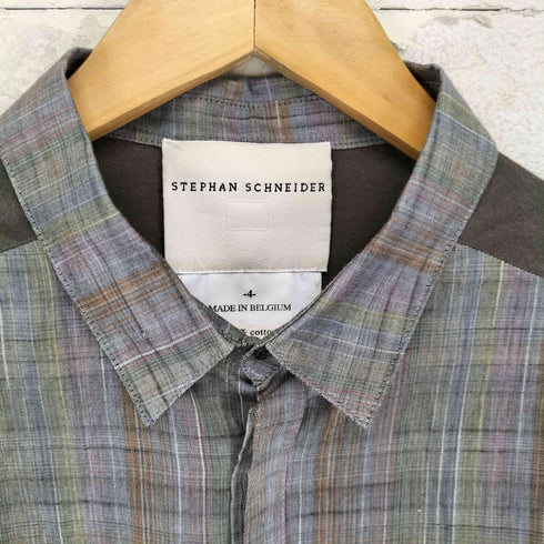 ステファンシュナイダー STEPHAN SCHNEIDER 五分袖 比翼チェックシャツ メンズ JPN:4