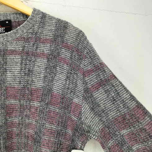 ロバートブルース ROBERT BRUCE 70S USA製 グレ×ピン クルーネックセーター メンズ JPN:M