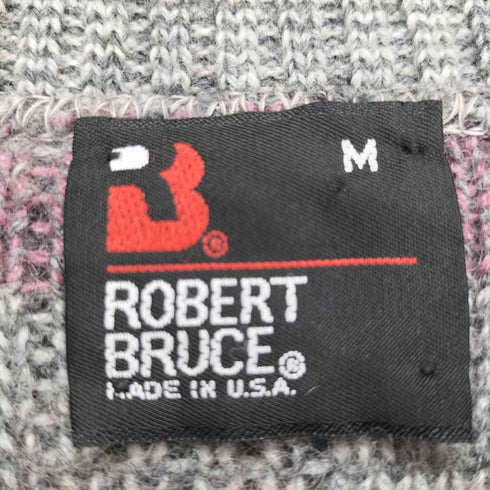 ロバートブルース ROBERT BRUCE 70S USA製 グレ×ピン クルーネックセーター メンズ JPN:M