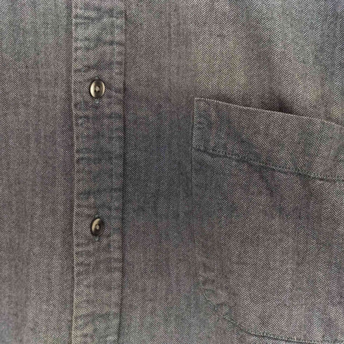 エディーバウアー Eddie Bauer 90~00s ヘリンボーン柄 コットン L/S シャツ メンズ import:XL