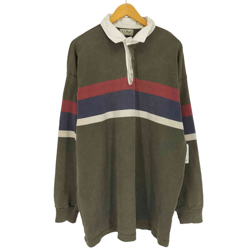 エルエルビーン L.L.Bean 90s USA製 マルチボーダー ロングスリーブ ポロシャツ メンズ XL