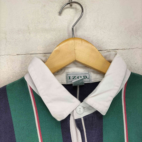 アイゾッド IZOD マルチストライプ ラガーロングスリーブポロシャツ メンズ XL