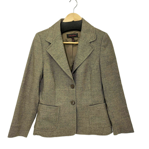 エスカーダ ESCADA チェック ウール テーラードジャケット レディース JPN:36
