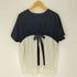 フランシュリッペ franche lippee リボン柄 S/S ギャザー クルーネック Tシャツ レディース