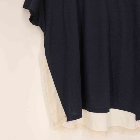 フランシュリッペ franche lippee リボン柄 S/S ギャザー クルーネック Tシャツ レディース