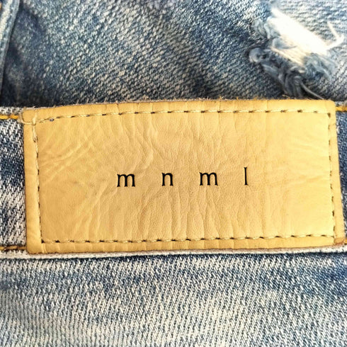 ミニマル mnml ダメージ加工 ボタンフライ 裾ジップ スキニー デニム メンズ 28