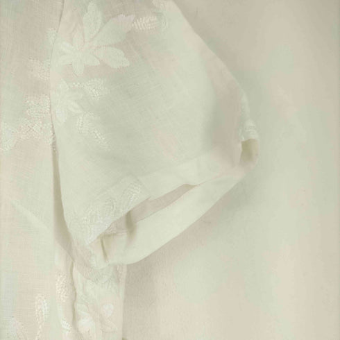 ザラ ZARA リネン花柄刺繍ワンピース レディース import:M