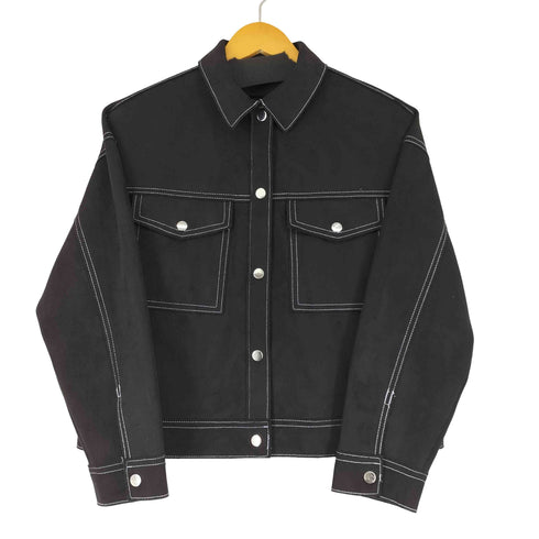 ザラ ZARA ステッチデザイン フェイクスエード シャツジャケット レディース import:XS