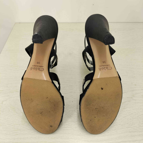 クロエ Chloe レザー オープントウ アンクルストラップ ハイヒール サンダル レディース EUR:38