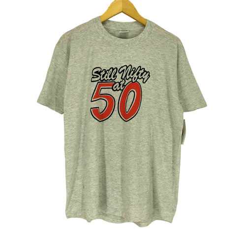 ジャージーズ JERZEES 90S USA製 Still Nifty at 50 プリント袖シングル 半袖 カットソー メンズ XL