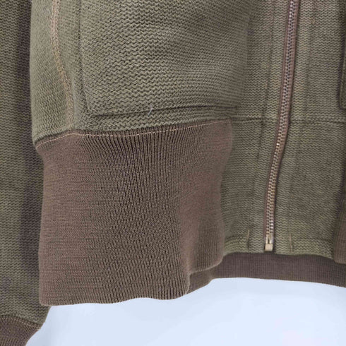 ダブルアールエルラルフローレン RRL RALPH LAUREN 世界100着 NY製 ウールコットン LIMITED EDITION A-1ジャケットモチーフ ニット ジップアップ パーカー メンズ import:M