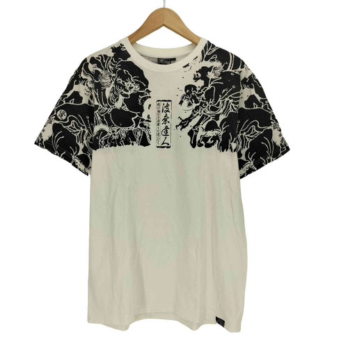 波達 和柄 入れ墨 クルーネックTシャツ メンズ JPN:L