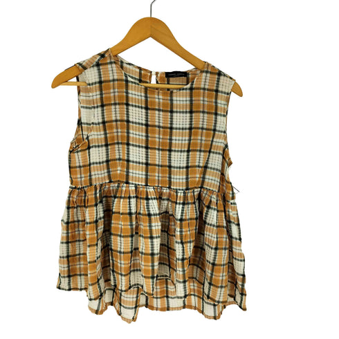 ロベルトコリーナ ROBERTO COLLINA シルク混 チェック ペプラムノースリーブ レディース import:S