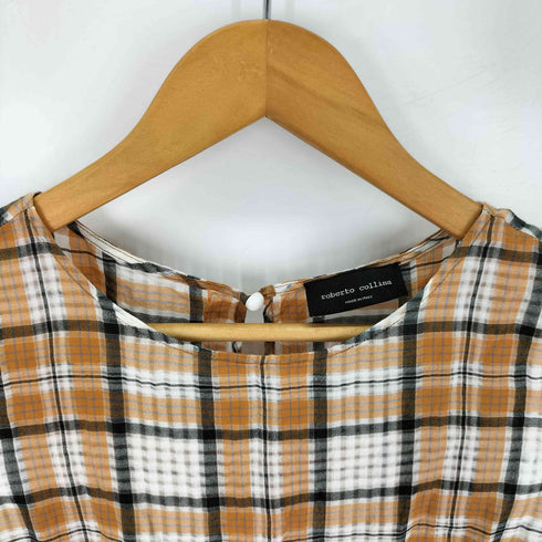 ロベルトコリーナ ROBERTO COLLINA シルク混 チェック ペプラムノースリーブ レディース import:S