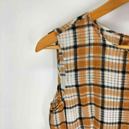 ロベルトコリーナ ROBERTO COLLINA シルク混 チェック ペプラムノースリーブ レディース import:S
