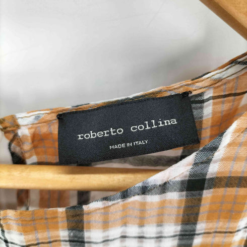 ロベルトコリーナ ROBERTO COLLINA シルク混 チェック ペプラムノースリーブ レディース import:S