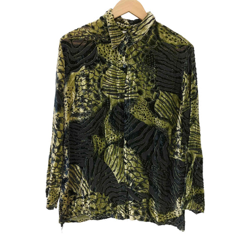 チコズデザイン CHICOS DESIGN シルク レーヨン ベロア シアー総柄 長袖シャツ レディース 2