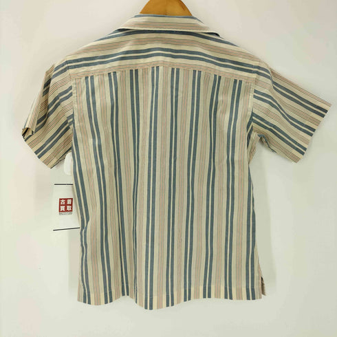 ラルフローレン RALPH LAUREN コットン ストライプ 開襟 オープンカラー S/S シャツ レディース 2