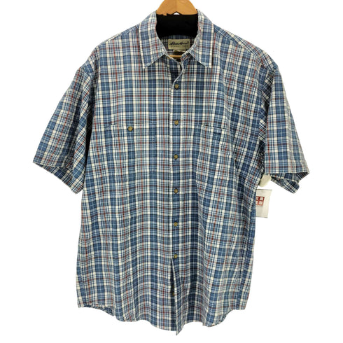 エディーバウアー Eddie Bauer 白タグ 半袖チェック ネルシャツ メンズ import:M
