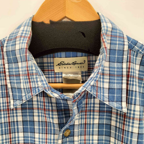 エディーバウアー Eddie Bauer 白タグ 半袖チェック ネルシャツ メンズ import:M