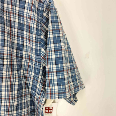 エディーバウアー Eddie Bauer 白タグ 半袖チェック ネルシャツ メンズ import:M