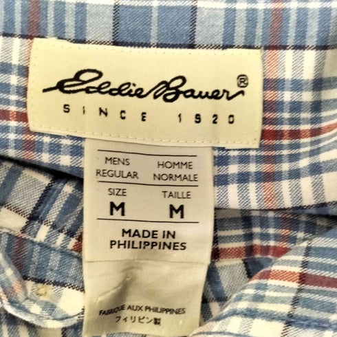 エディーバウアー Eddie Bauer 白タグ 半袖チェック ネルシャツ メンズ import:M