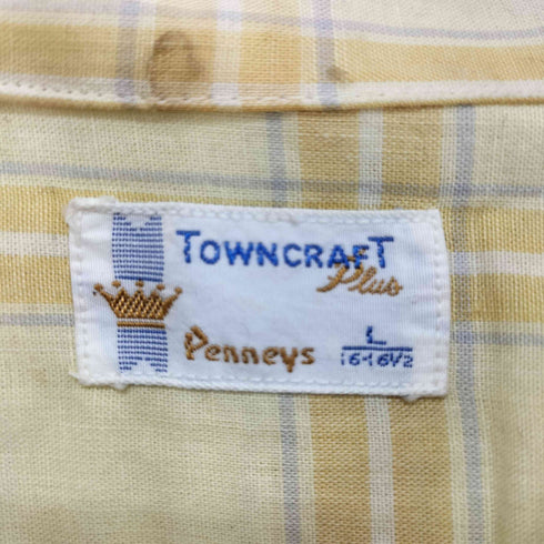 ペニーズタウンクラフト PENNEYS TOWNCRAFT 60-70s Plusタグ チェック柄 長袖シャツ メンズ import:L