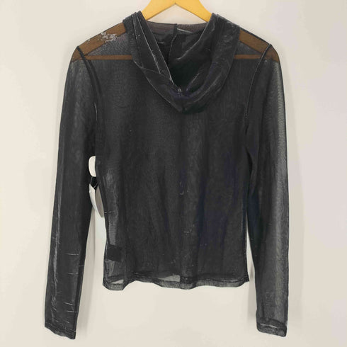 ラルフローレン RALPH LAUREN 90s RALPH RALPH LAUREN 韓国製 ラメ シアー プルオーバー パーカー フーディー ブラック シルバー レディース import:M