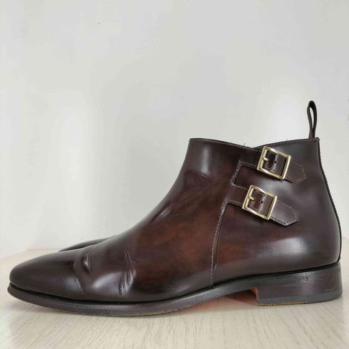 サントーニ santoni レザーサイドジップダブルモンクブーツ メンズ US:6
