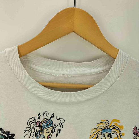 90s Fitness Girl プリントT Tシャツ カットソー 裾袖シングル ホワイト メンズ