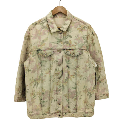 ザラ ZARA FLOWER DENIM JACKET 花柄 プリント デニム ジャケット レディース import:L