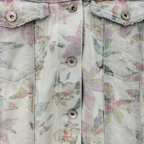 ザラ ZARA FLOWER DENIM JACKET 花柄 プリント デニム ジャケット レディース import:L