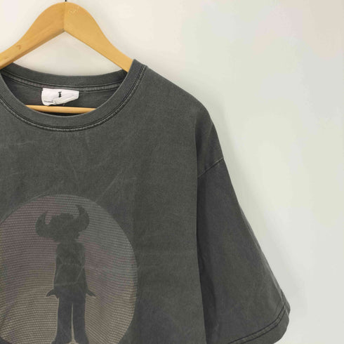ヴィンテージサークルロゴTシャツ ヴィンテージ加工 ピグメント フェード Tシャツ カットソー 半袖 チャコール メンズ LL