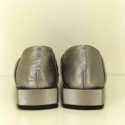 オデットエオディール Odette e Odile スクエア センターシーム フラット シルバー パンプス フラット シューズ レディース JPN:22