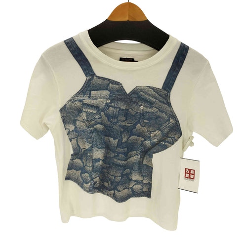 エヴィス EVISU 2-in-1 石垣迷彩デニムコルセットプリント ファッションフィット Tシャツ レディース S
