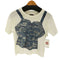エヴィス EVISU 2-in-1 石垣迷彩デニムコルセットプリント ファッションフィット Tシャツ レディース S